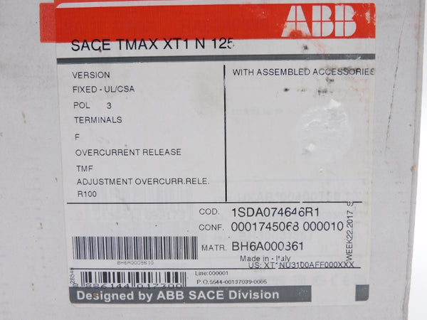 ABB 1SDA074646R1 SACETMAXXT1N125 480V 125A NSMP