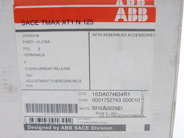 ABB 1SDA074634R1 SACETMAXXT1N125 480V 125A NSMP