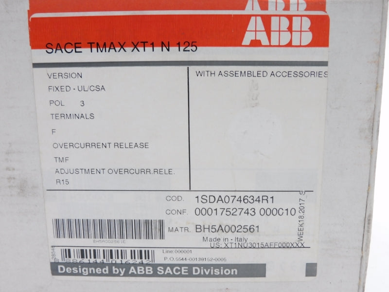 ABB 1SDA074634R1 SACETMAXXT1N125 480V 125A NSMP