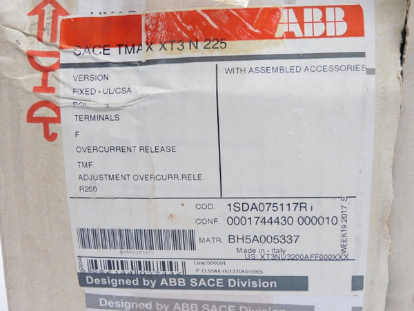 ABB 1SDA075117R1 SACETMAXXT3N225 480V 225A NSMP