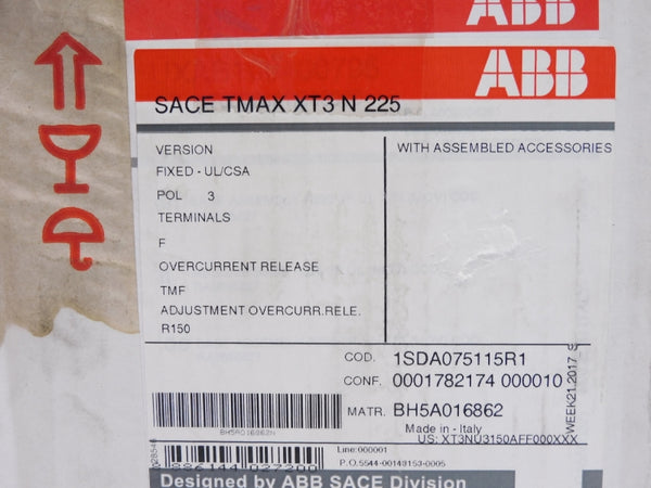 ABB 1SDA075115R1 SACETMAXXT3N225 480V 225A NSMP