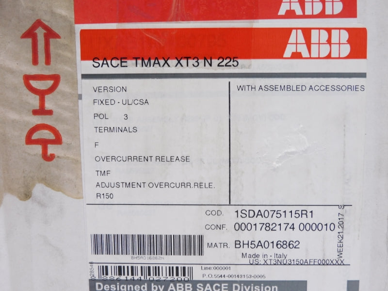 ABB 1SDA075115R1 SACETMAXXT3N225 480V 225A NSMP