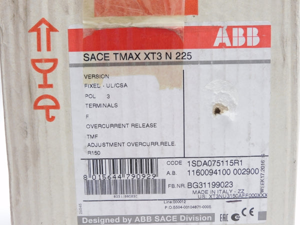 ABB 1SDA075115R1 SACETMAXXT3N225 480V 225A (AS PICTURED) NSMP