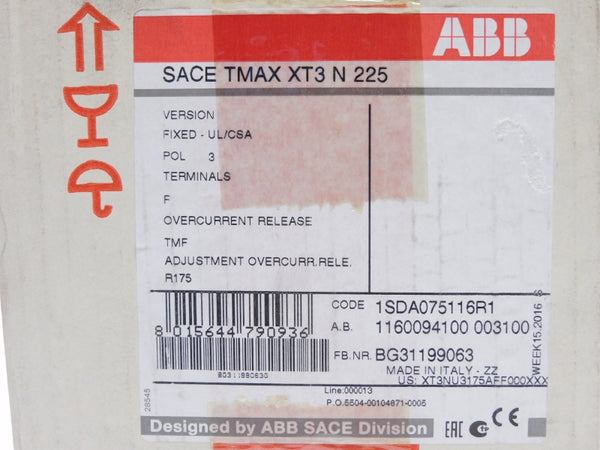 ABB 1SDA075116R1 SACETMAXXT3N225 225A NSFS