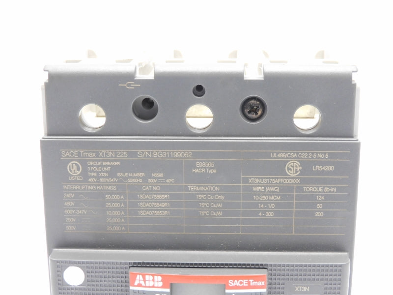 ABB 1SDA075116R1 SACETMAXXT3N225 480V 225A NSMP