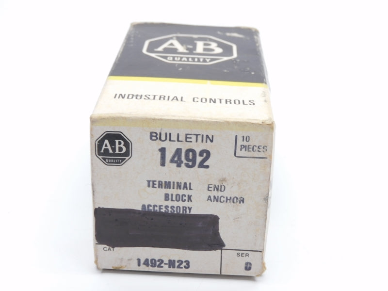 ALLEN BRADLEY 1492-N23 SER. D (PKG OF 10) (BK/YL) NSMP