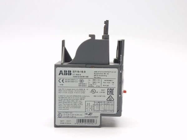 ABB 1SAX121001R11005 EF19-18.9 690VAC/DC 5.7-18.9A NSMP