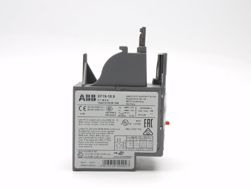 ABB 1SAX121001R11005 EF19-18.9 690VAC/DC 5.7-18.9A NSMP