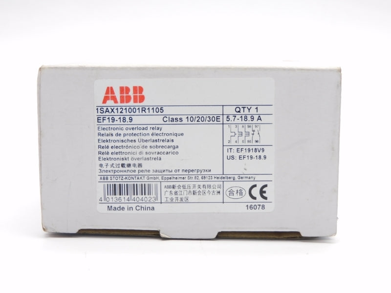 ABB 1SAX121001R11005 EF19-18.9 690VAC/DC 5.7-18.9A NSMP