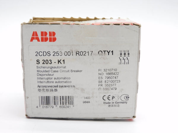 ABB 2CDS253001R0217 S203-K1 400V 1A NSMP