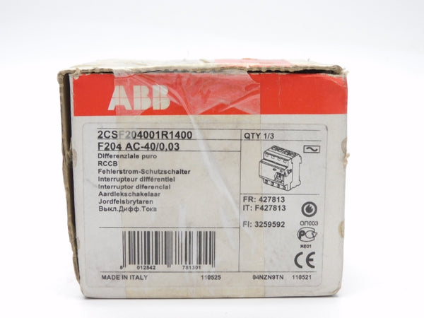 ABB 2CSF204001R1400 F204AC-40/0,03 400V 40A NSMP