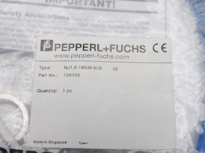 PEPPERL+FUCHS NJ1,5-18GM-N-D 106343 NSMP