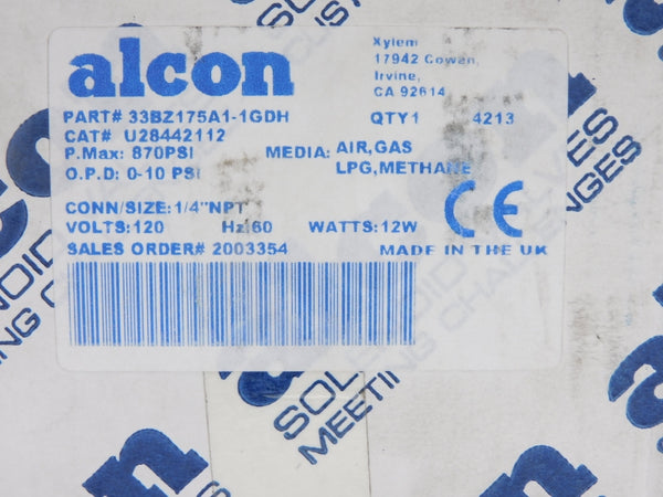 ALCON 33BZ175A1-1GDH U28442112 120V 870PSI 1/4" NSFS