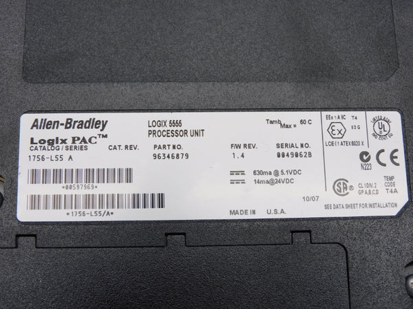 ALLEN BRADLEY 1756-L55 SER. A F/W 1.4 24VDC NSMP