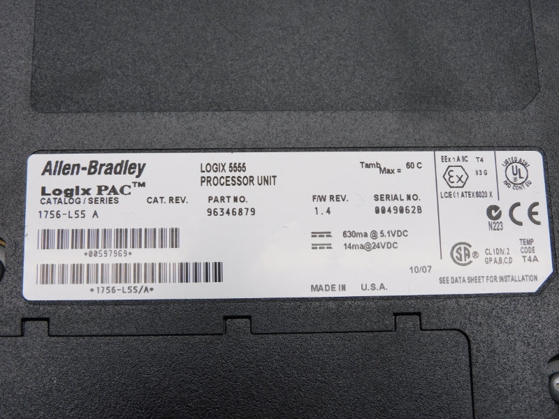 ALLEN BRADLEY 1756-L55 SER. A F/W 1.4 24VDC NSMP