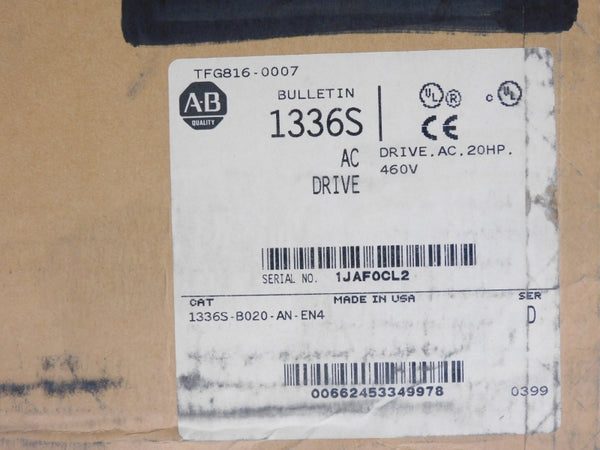 ALLEN BRADLEY 1336S-B020-AN-EN4 SER. D 460V 35A NSMP