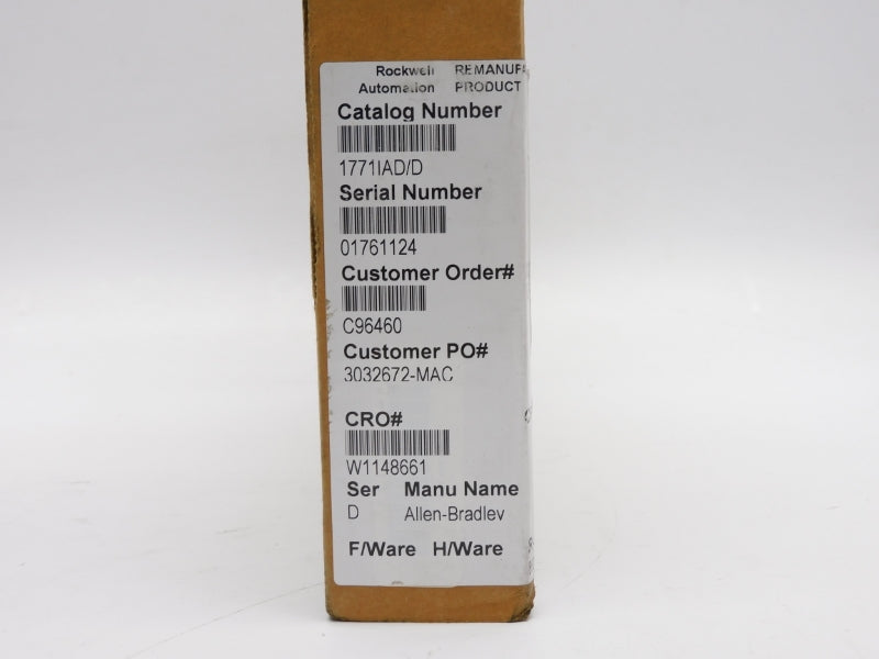 ALLEN BRADLEY 1771-IAD SER. D 120VDC/AC 0.195A REMAN