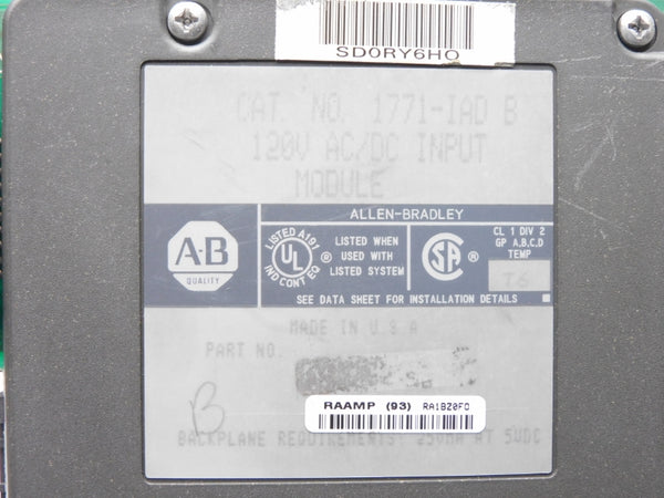ALLEN BRADLEY 1771-IAD SER. B 120VAC/DC REMAN