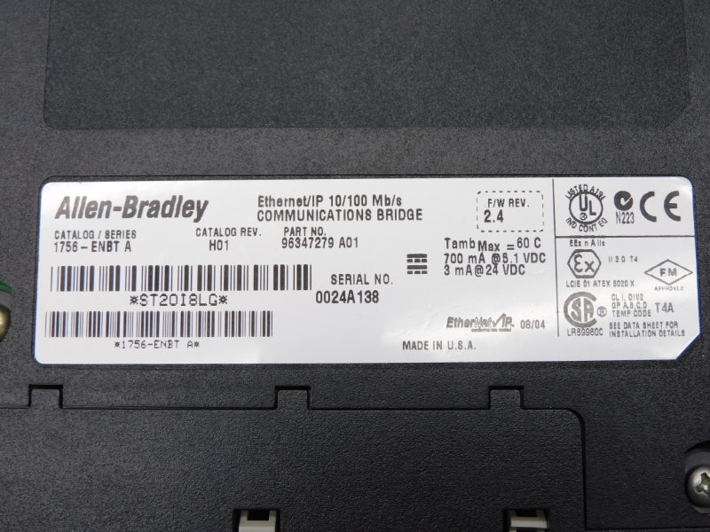 ALLEN BRADLEY 1756-ENBT SER. A 24VDC F/W 2.4 NSNP