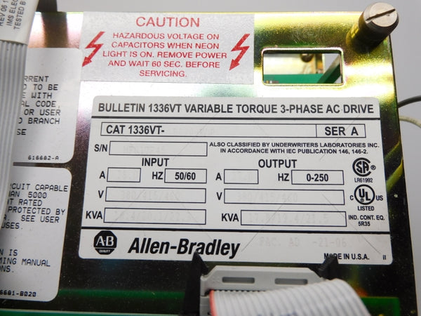 ALLEN BRADLEY 1336VT-B020-E0P SER. A 460V 28.0A NSNP