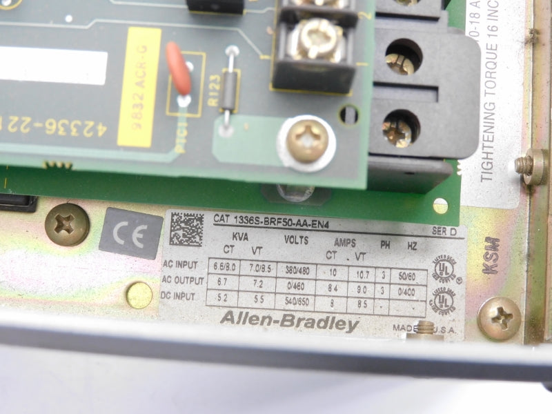 ALLEN BRADLEY 1336S-BRF50-AA-EN4 SER. D 540/650V 10.7A UNMP