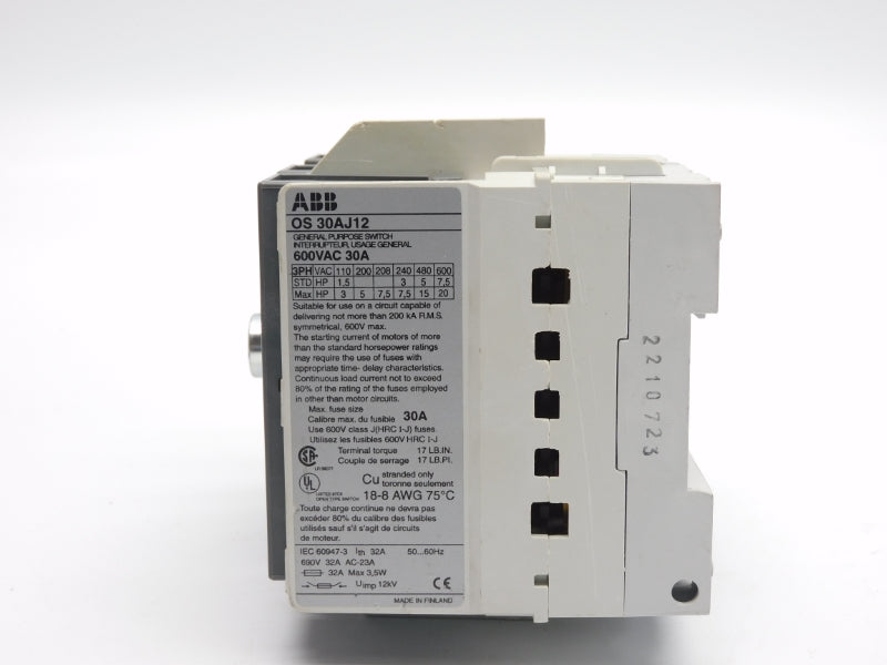 ABB OS30AJ12 600VAC 30A NSNP