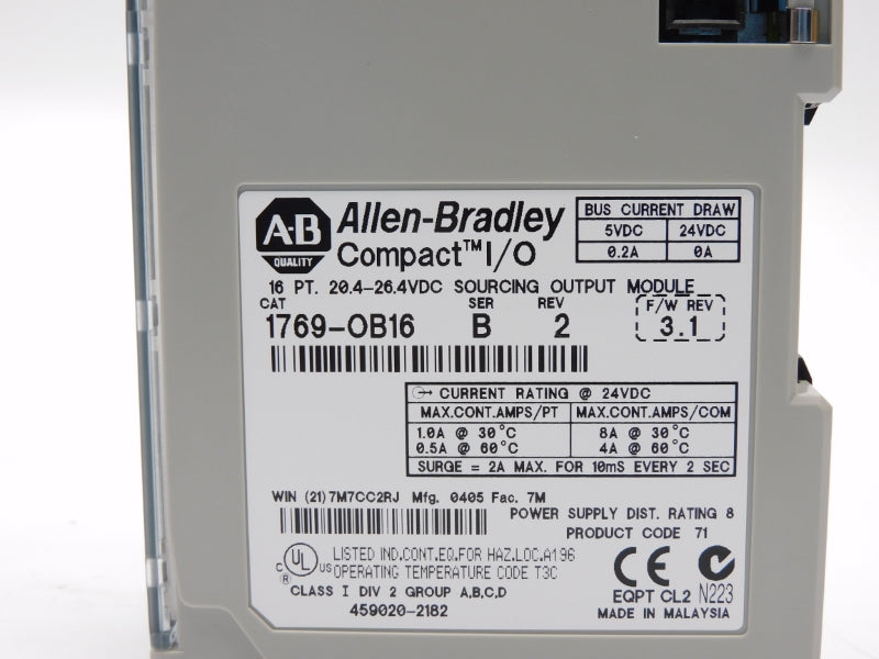ALLEN BRADLEY 1769-OB16 SER. B F/W 3.1 24VDC 8A NSMP
