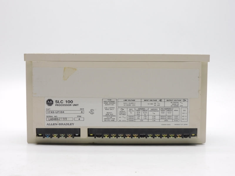 ALLEN BRADLEY 1745-LP104 SER. A F/W 4 10-250VAC 15A (NO COVER) UNMP
