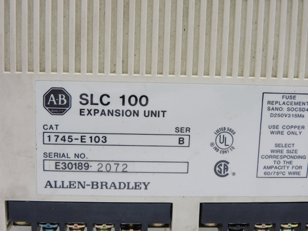 ALLEN BRADLEY 1745-E103 SER. B 100/200-120/240VAC UNMP
