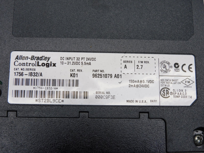 ALLEN BRADLEY 1756-IB32 SER. A F/W 2.7 10-31.2VDC NSMP