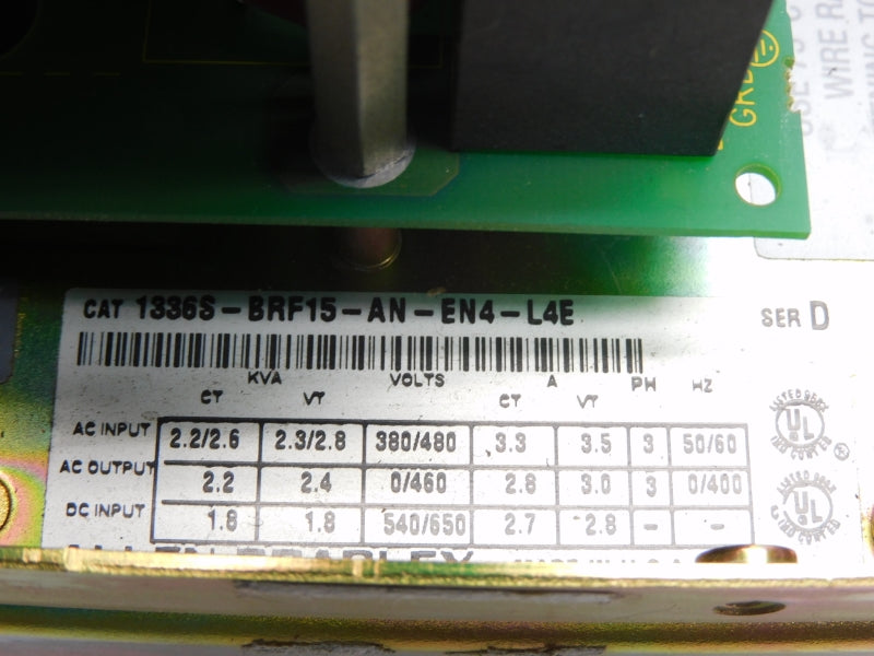 ALLEN BRADLEY 1336S-BRF15-AN-EN4-L4E SER. D 540/650V UNMP