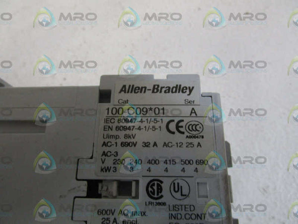 ALLEN BRADLEY 100-C09J01 SER. A CONTACTOR 24V  UNMP