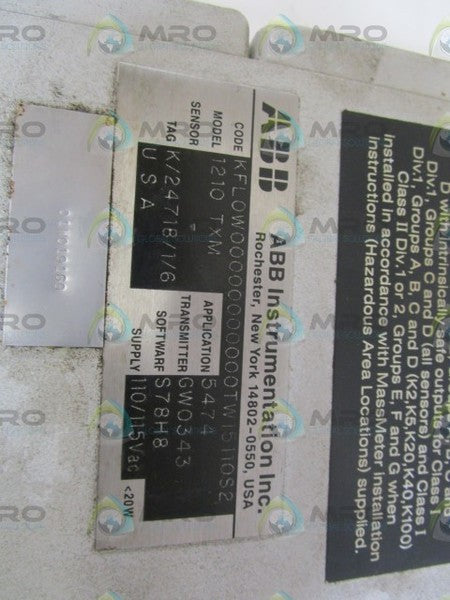 ABB FLOW METER CONTROLLER 1210TXM  UNMP