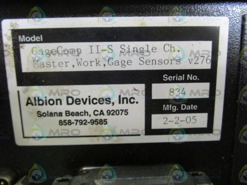 ALBION GAGECOMP SINGLE CH. II-S (AS PICTURED)  UNMP