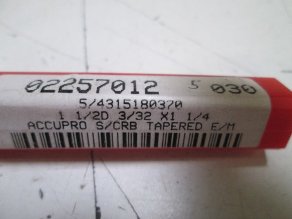 ACCUPRO TAPERED END MILLS 02257012 (672-00620)  ORIGINAL PACKAGE