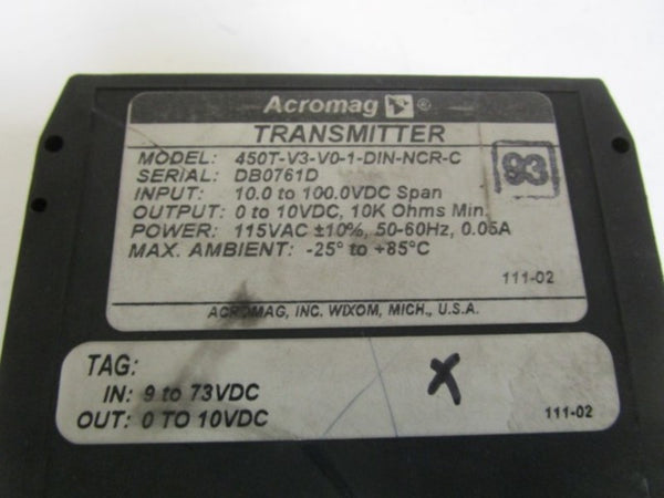 ACROMAG TRANSMITTER 450T-V3-V0-1-DIN-NCR-C  UNMP