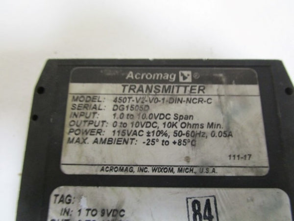 ACROMAG TRANSMITTER 450T-V2-V0-1-DIN-NCR-C  UNMP