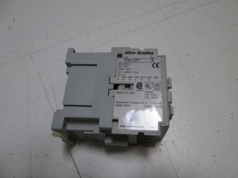 ALLEN BRADLEY CONTROL RELAY 110/120V 700-CF SER. A  UNMP