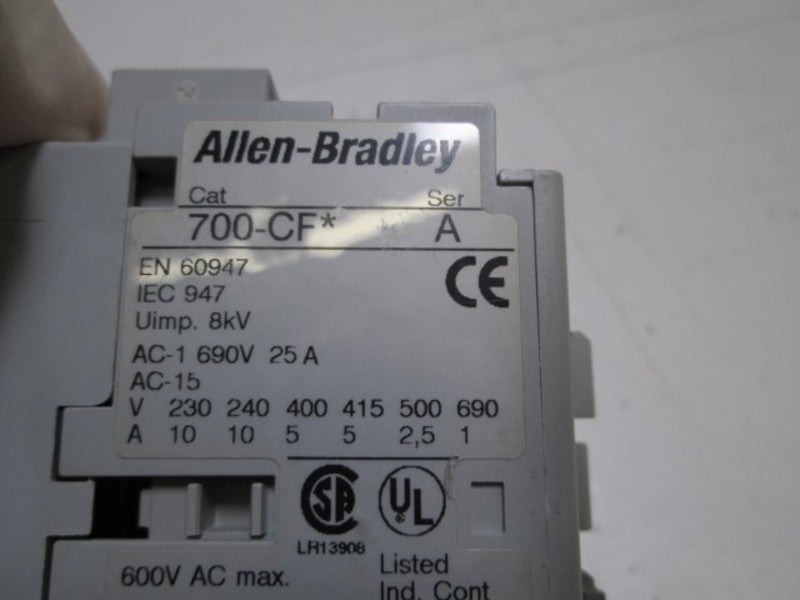 ALLEN BRADLEY CONTROL RELAY 110/120V 700-CF SER. A  UNMP