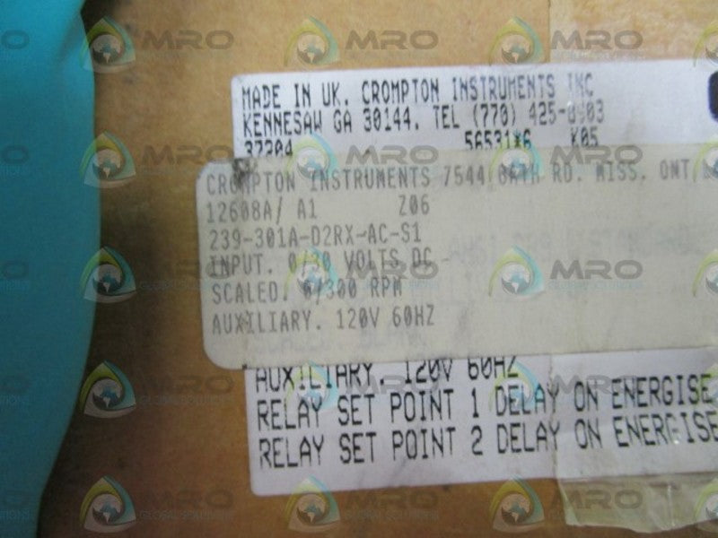 CROMPTON METER RELAY 239-301A-D2RX-AC-S1  NSMP