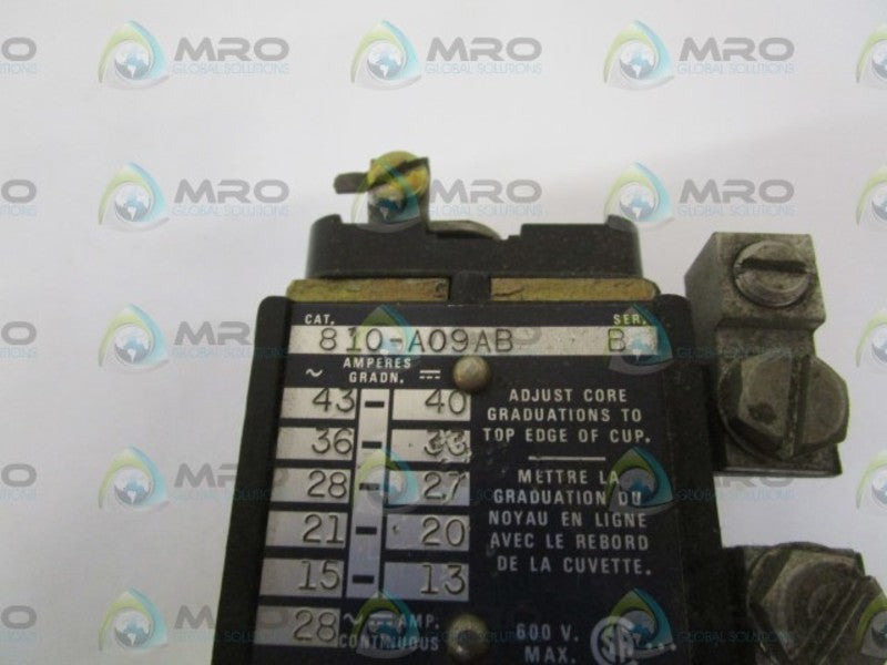 ALLEN BRADLEY OVERLOAD RELAY MAGNETIC 810-A09AB SER. B  UNMP