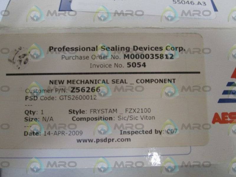 AES SEAL MECHANICAL SEAL GTS2600012  NSMP