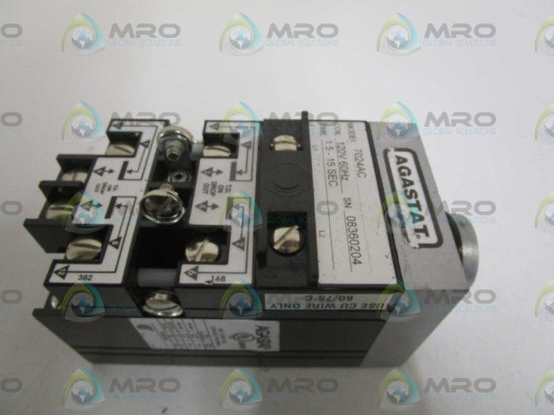 AGASTAT 1.5-15SEC. 120V TIME RELAY RELAY 7024AC (AS PICTURED)  NSNP