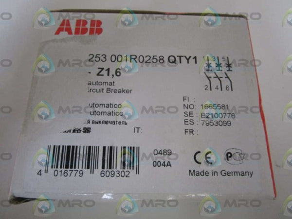 ABB S203-Z1.6 CIRCUIT BREAKER 1.6A  NSMP