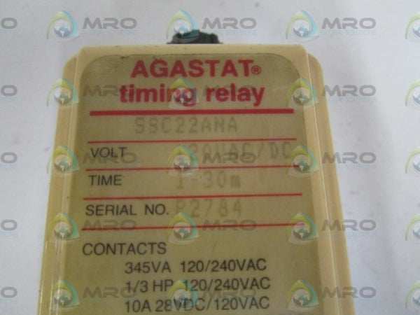 AGASTAT SSC22ANA TIMING RELAY 1-30MIN 120VAC/DC  UNMP