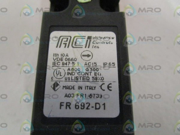 ADVANCED CONTROLS FR692-D1 INTERLOCK LIMIT SWITCH  NSNP