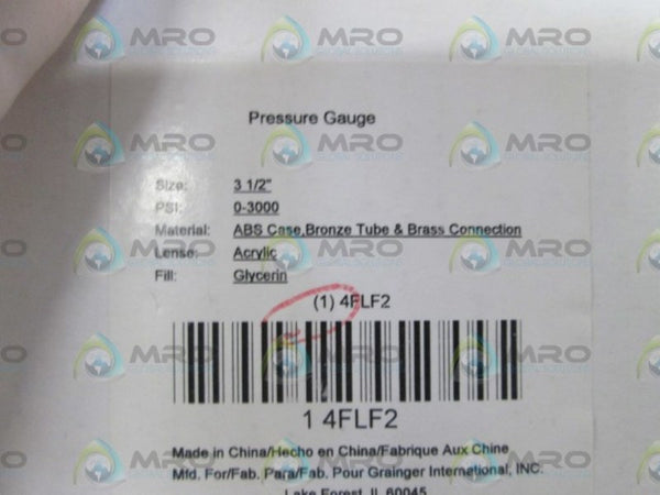 ABS CASE PRESSURE GAUGE 3 1/2" 0-3000 PSI 4FLF2  NSMP