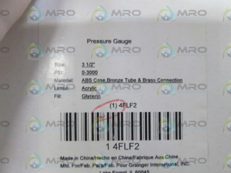 ABS CASE PRESSURE GAUGE 3 1/2" 0-3000 PSI 4FLF2  NSMP
