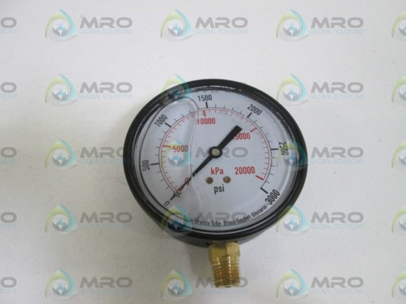 ABS CASE PRESSURE GAUGE 3 1/2" 0-3000 PSI 4FLF2  NSMP