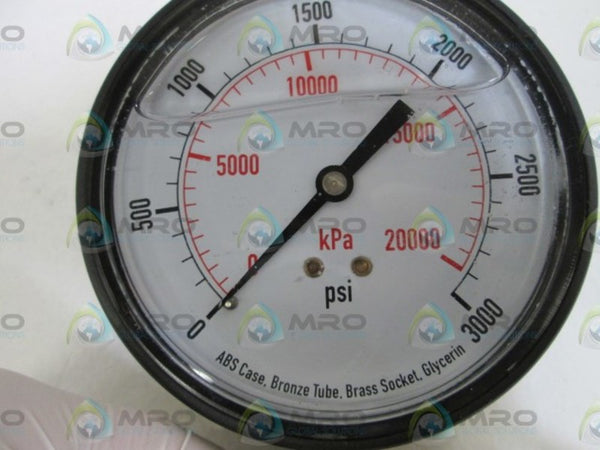 ABS CASE PRESSURE GAUGE 3 1/2" 0-3000 PSI 4FLF2  NSMP